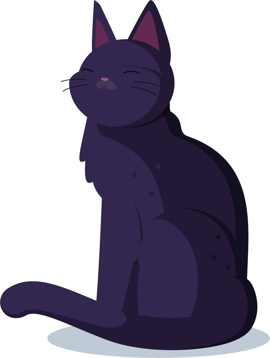 Smiling black cat illustration